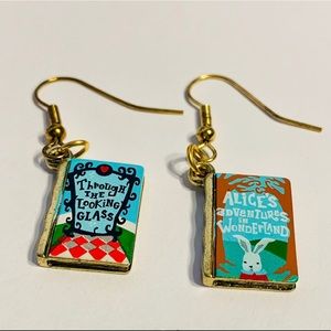 Handmade Alice In Wonderland Book Earrings